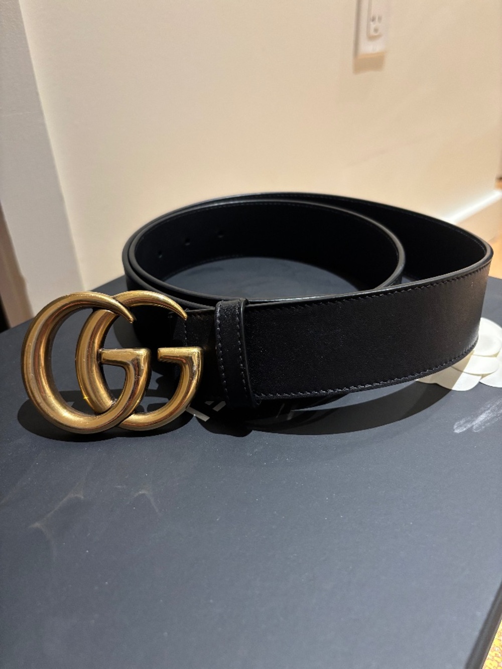 Gucci Marmont Wide (150) Black Gold Leather Belt